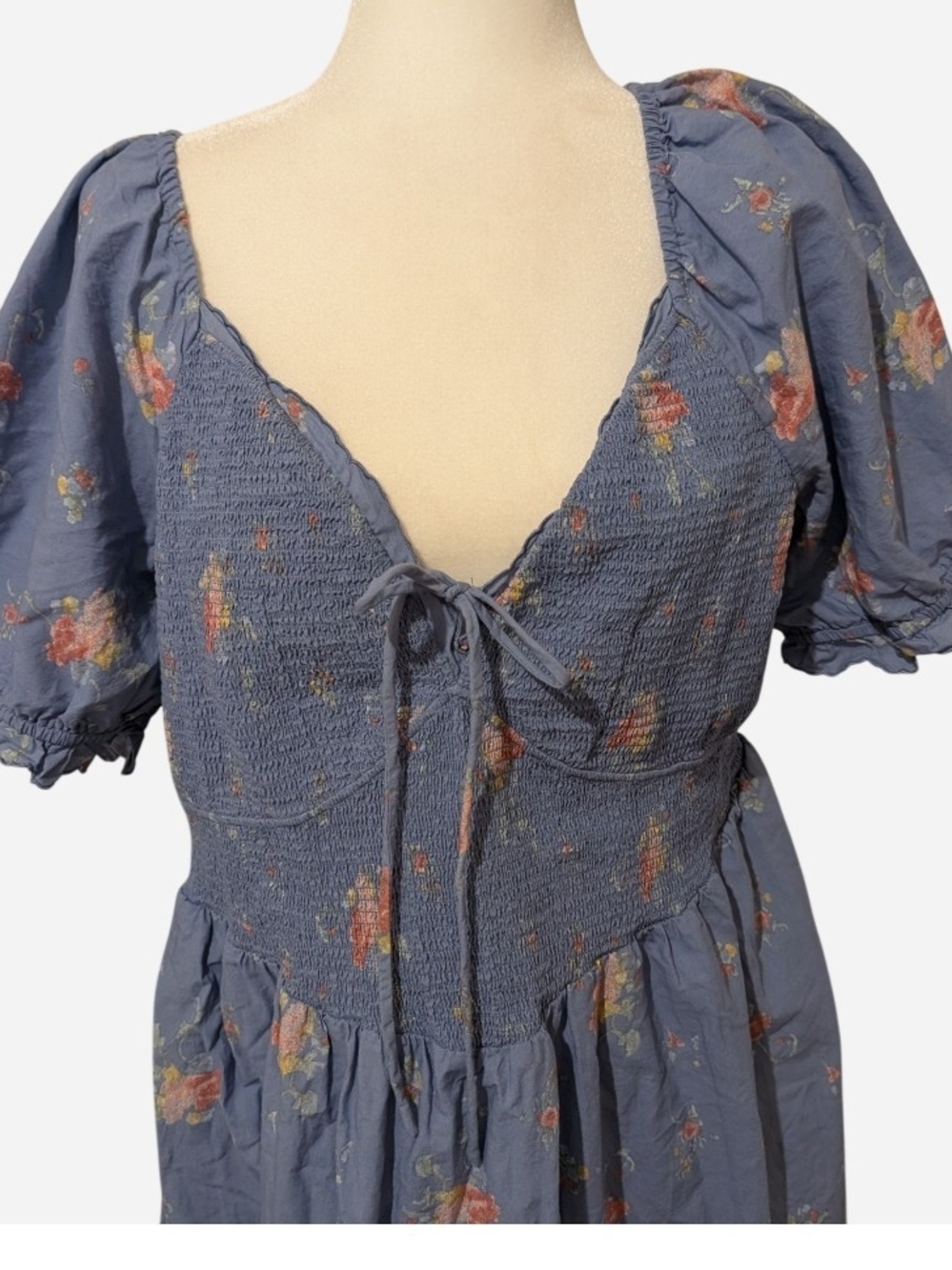 Universal Thread Blue Floral Puff-Sleeve Maxi Dress - Picture 3 of 9